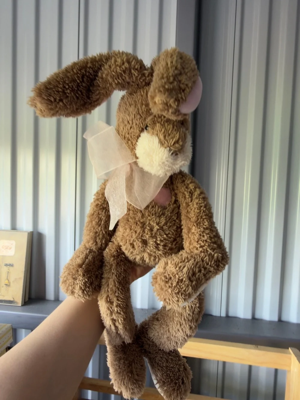 Plush Brown Bunny Stuffed Animal with Pink Bow New Without Tag
